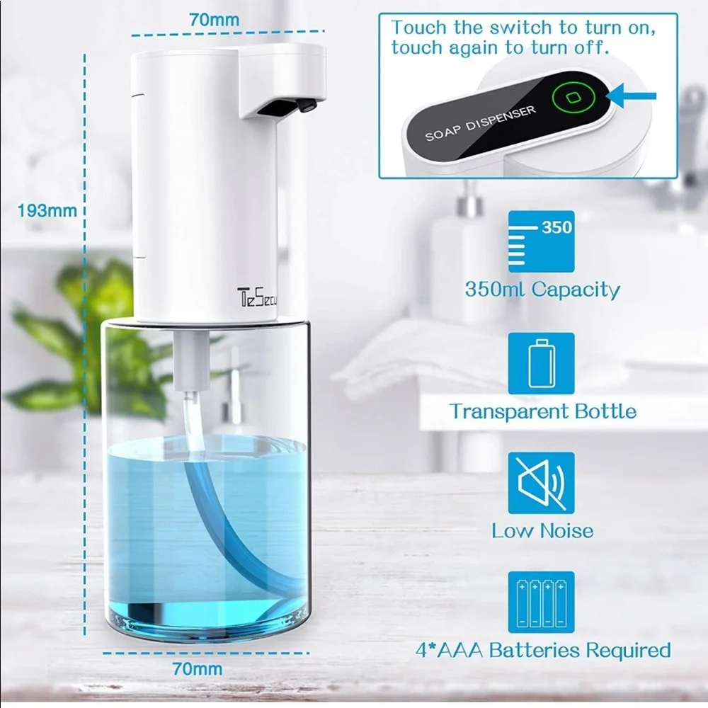 NEW! Touchless Soap Dispenser Automatic Foam Hands-Free Countertop Transparent